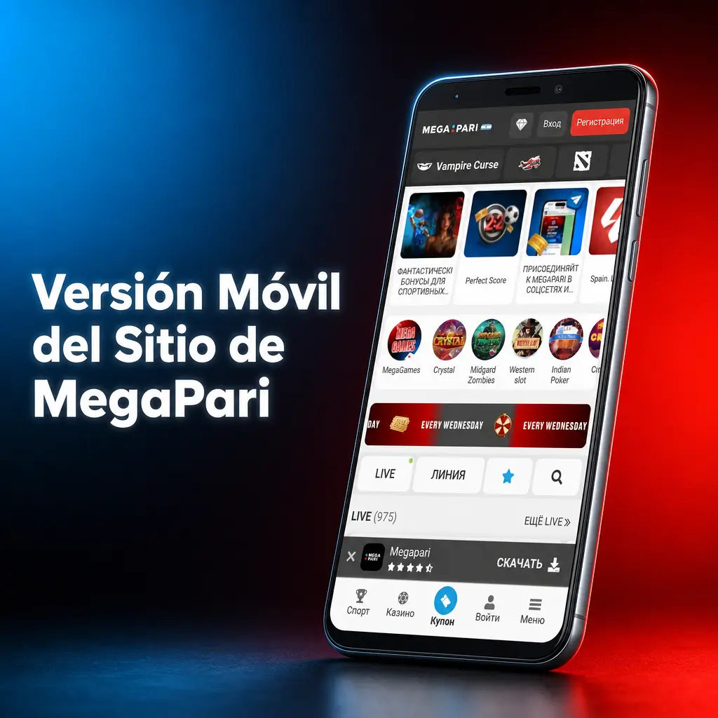 Sitio móvil de MegaPari en navegador de celular