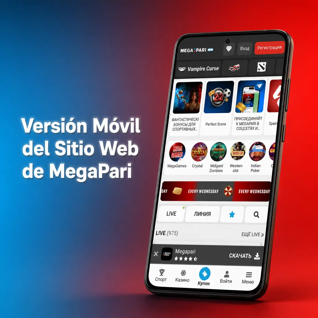 Sitio web móvil de MegaPari en smartphone